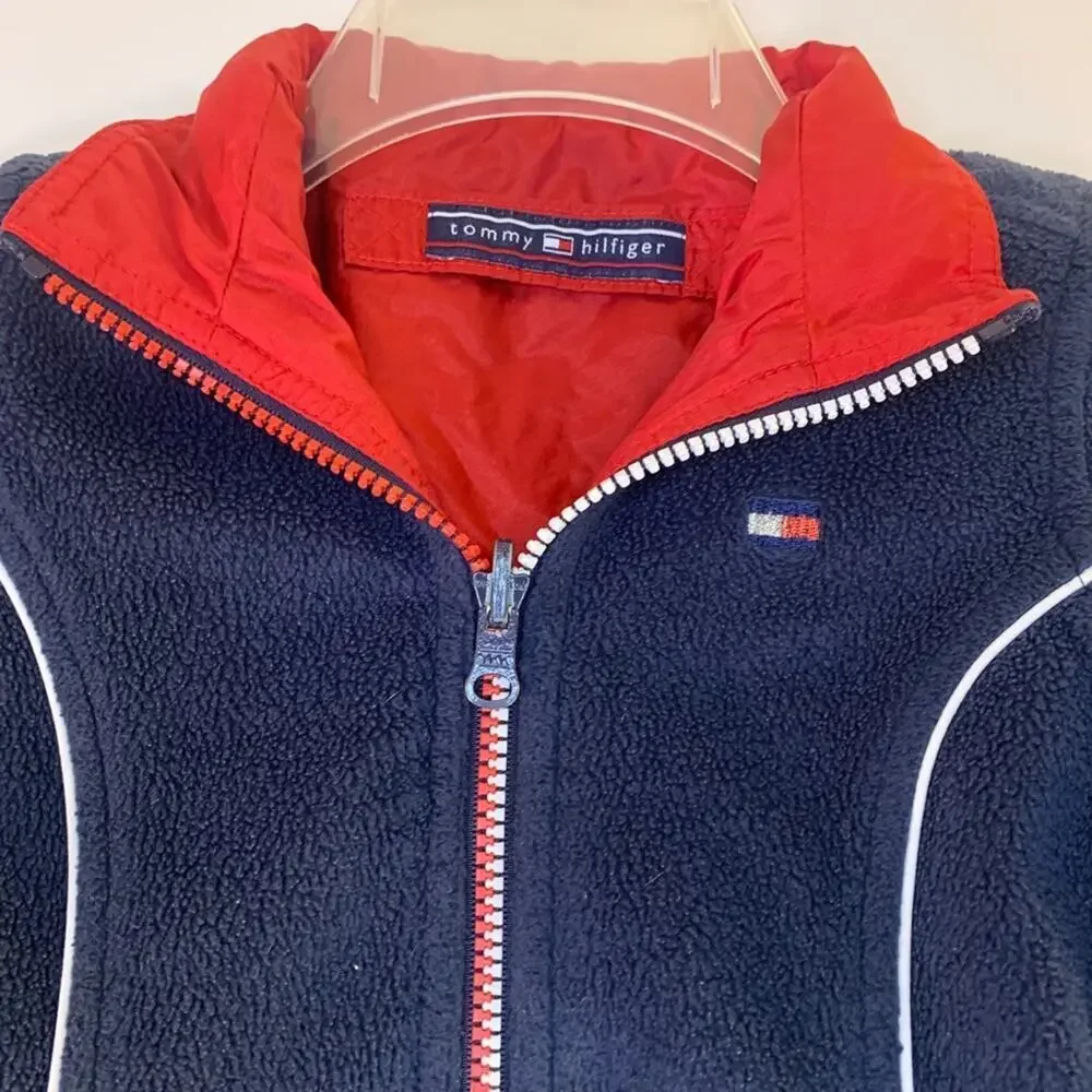 TOMMY HILFIGER Boy’s Red/White/Blue Reversible Zip Up Jacket / Size: Small 5-6